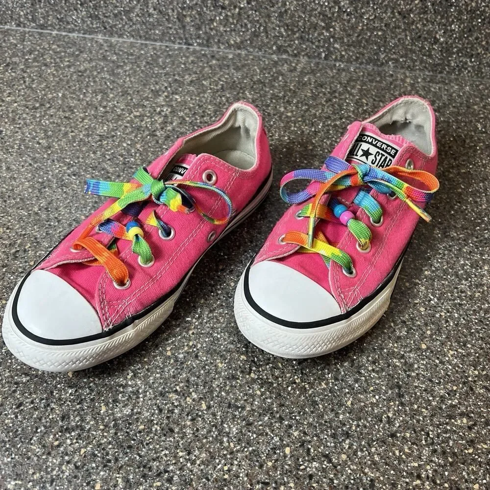 Converse All Star Little Girls Size 1 Pink Canvas Shoes Low Top Sneakers Lace Up